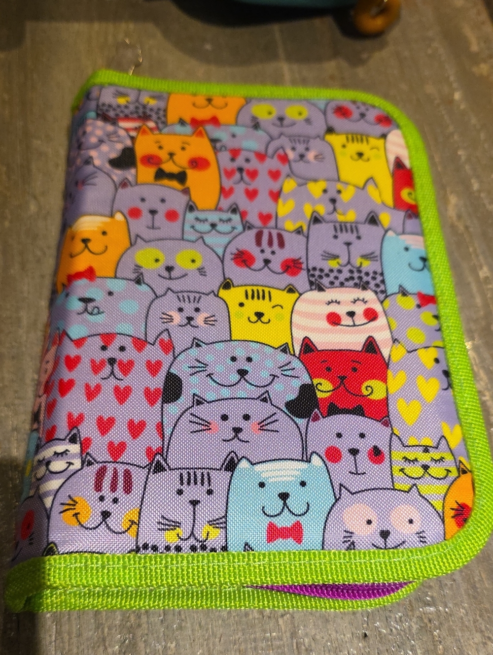 Colorful Cat Pattern Zippered Cat Accessory Pouch - Pencil Case